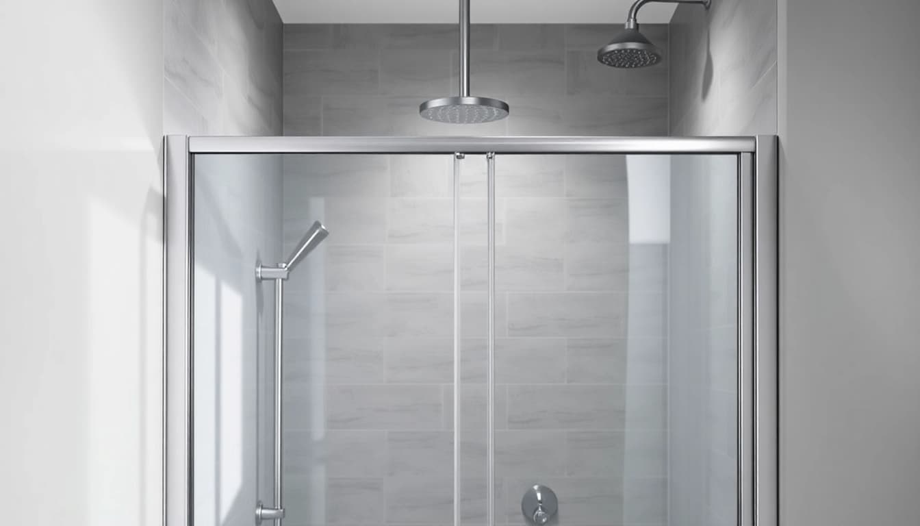 Genießen Sie die sonni Duschkabine 90x90 in einem eleganten modernen Badezimmer, das hell beleuchtet ist.