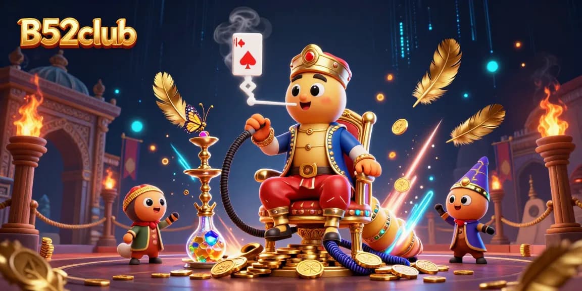 B52club showcases an enchanting 3D atmosphere featuring a caterpillar master amidst dynamic casino elements.