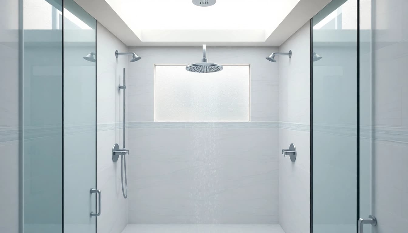 Experience elegant showers in a luxurious bathroom with modern fixtures and serene ambiance.