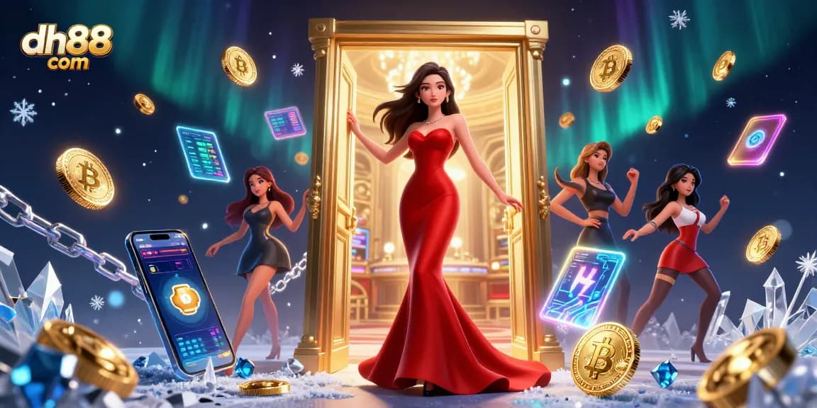 Experience thrilling gaming action at dh88 com with glamorous 3D casino visuals and crypto gaming details.