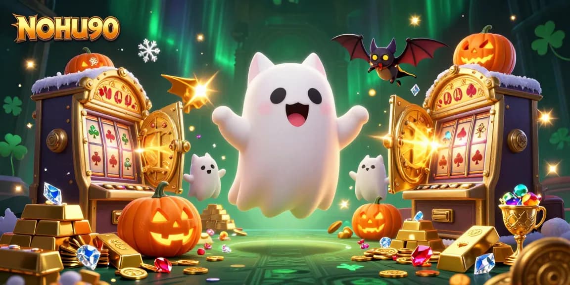 Experience thrilling jackpots at NOHU90 with ghostly fun in a vibrant casino scene.