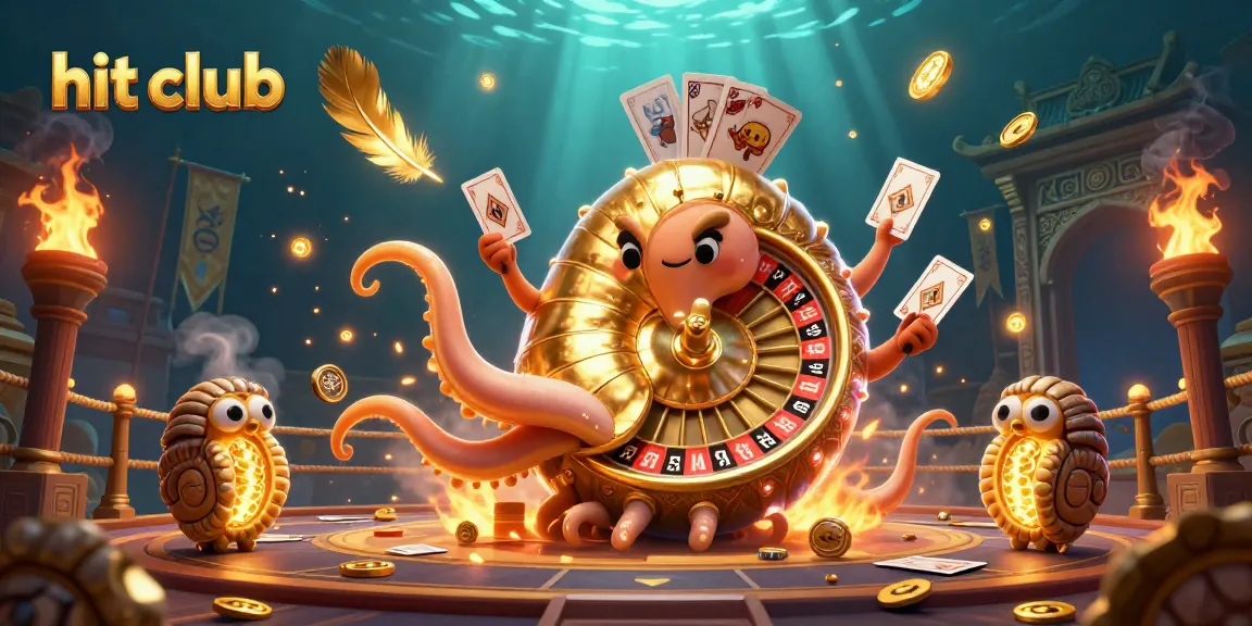 Hit club showcasing a giant nautilus roulette wheel with glowing ammonite companions in a dazzling casino scene.