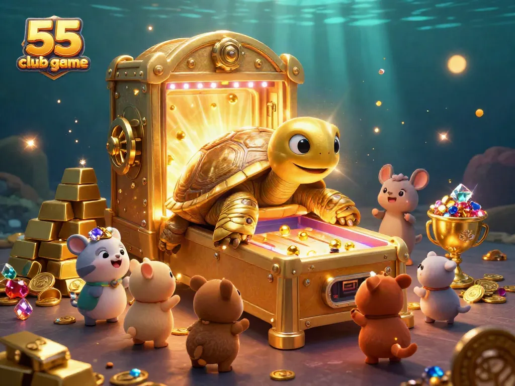 Experience the excitement of 55 club game with a vibrant scene showcasing thrilling gaming elements and charming characters.