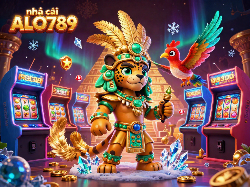 Engage with the dynamic world of nhà cái ALO789 featuring vibrant 3D casino game elements and characters.