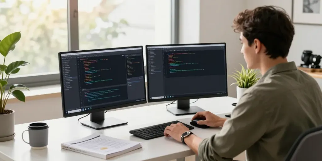 Developer optimizing instant indexing strategy in a modern tech workspace.
