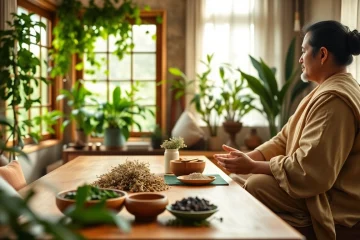 Engaging Ayurveda Consultation with a practitioner and client in a serene setting focused on holistic wellness.