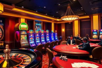 Exciting gameplay at WW88 casino featuring roulette, poker tables, and vibrant slot machines.