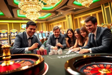 Exciting gaming atmosphere at 8day.cn.com featuring poker tables and vibrant casino elements.