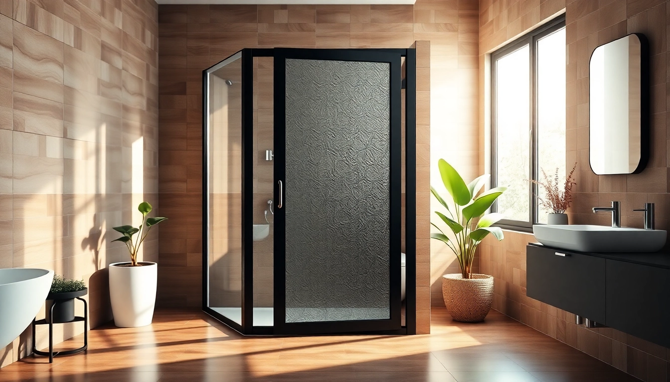 Stylish black frame shower doors enhance a modern bathroom's aesthetic appeal.