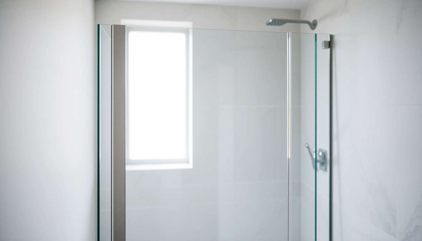 Elegant shower screen door in a modern bathroom with a sleek design and natural lighting.