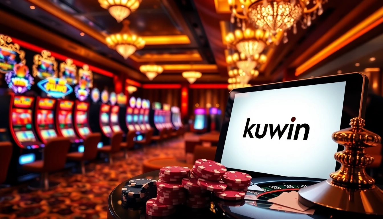 Kuwin online casino showcasing vibrant slot machines and exciting betting atmosphere.