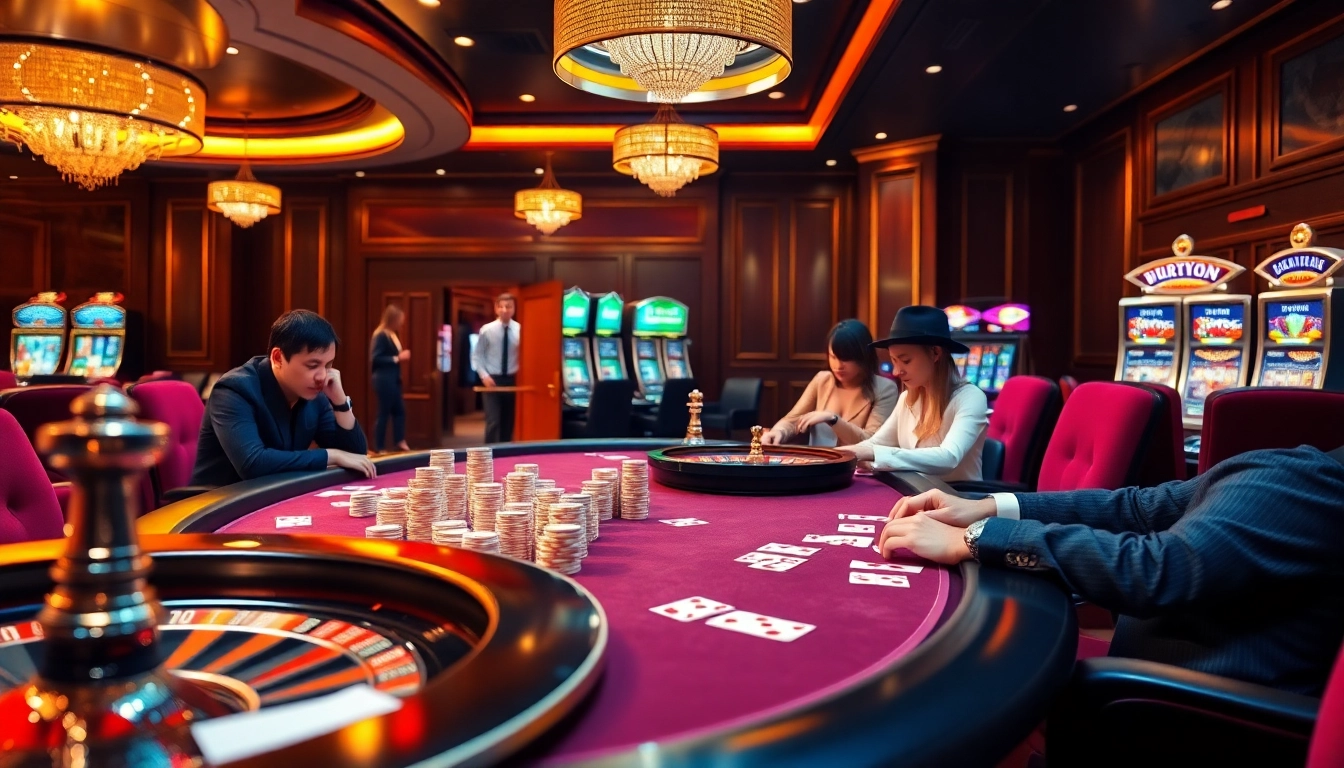 Experience the thrill of gambling at Nhà cái e2bet with vibrant poker and roulette tables.