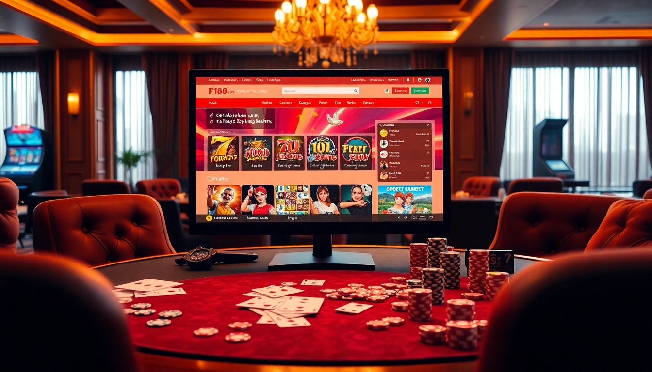 Experience the excitement of online gambling at https://f168.news/, featuring a luxurious casino table and vibrant betting options.