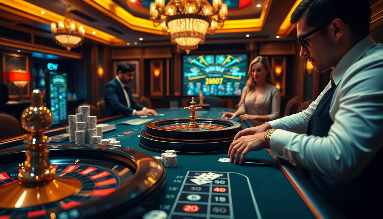 Exciting casino experience at ev88.com with professional dealers and vibrant gaming atmosphere.