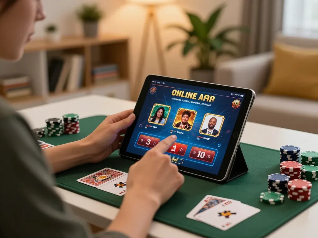 Placing bets on daftar sungaitoto while enjoying an online casino game in a cozy home setting.
