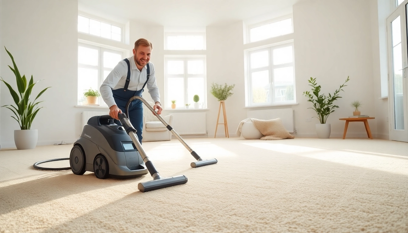 Carpet cleaners in Glasgow performing a deep clean on a vibrant carpet indoors.
