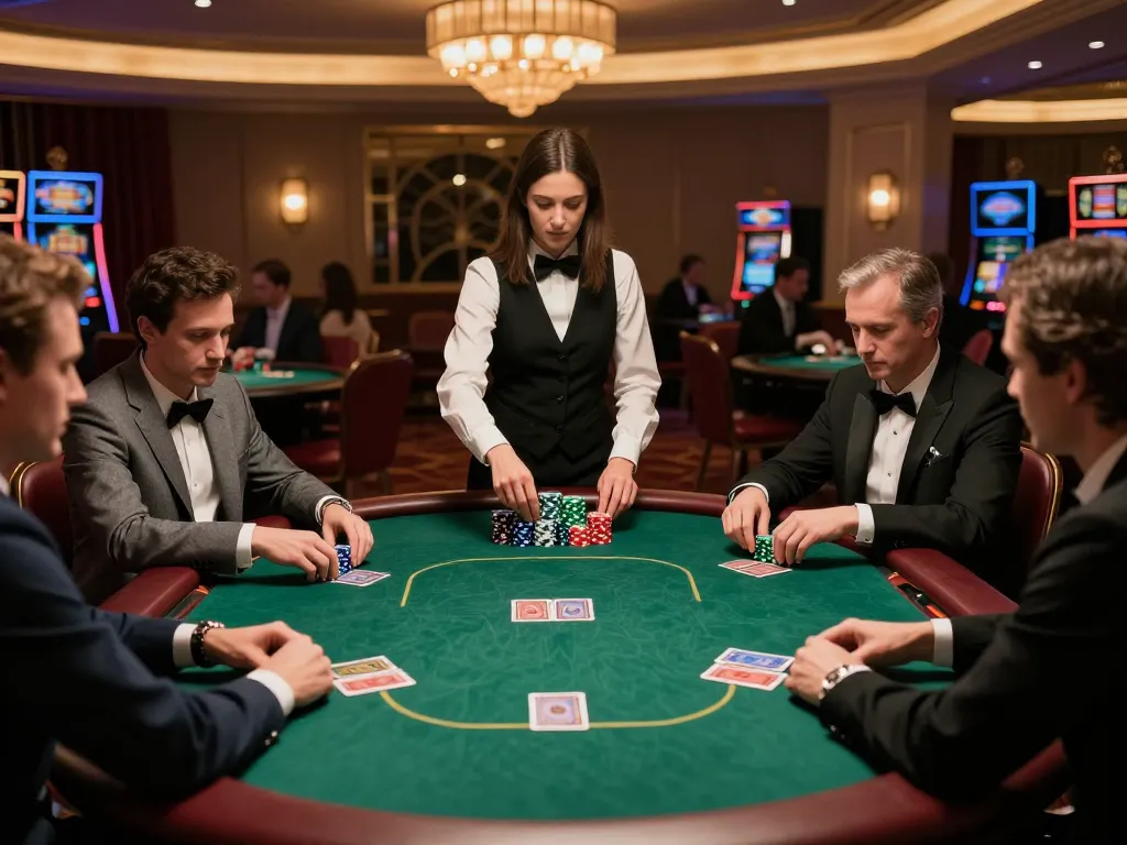Engaged players at a BL555 poker table maximize their strategies in a luxurious casino setting.
