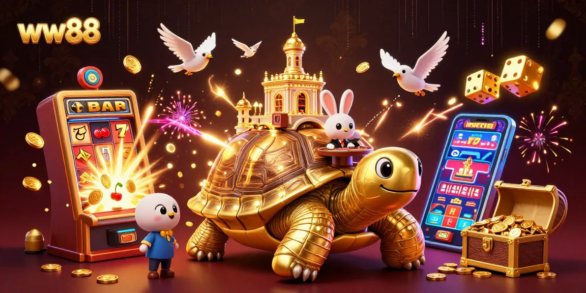 Win big at ww88 with our vibrant casino adventure featuring a golden tortoise and jackpot excitement.
