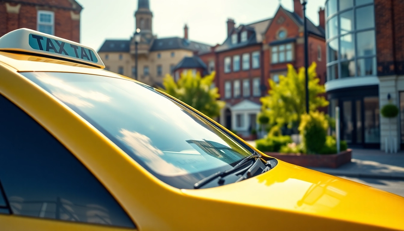 Experience exceptional West bridgford Taxi services with a modern vehicle amidst local landmarks.