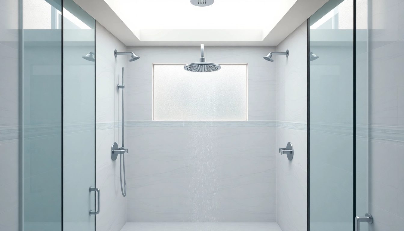 Experience elegant showers in a luxurious bathroom with modern fixtures and serene ambiance.