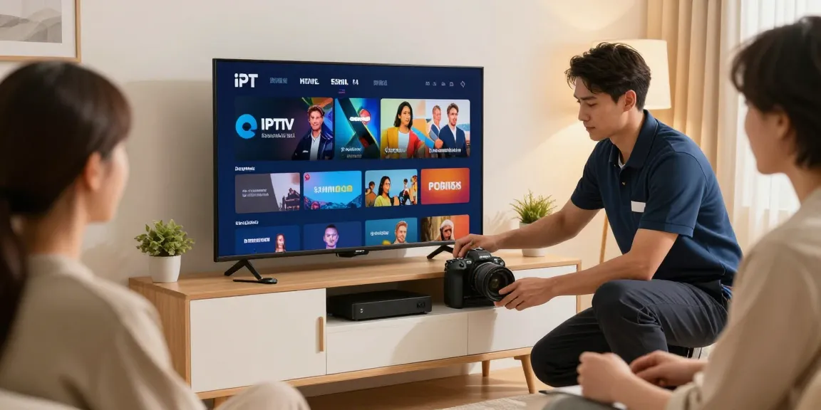 Local IPTV Service setup by a trusted provider in a modern living room, showcasing professional installation and community-oriented service.