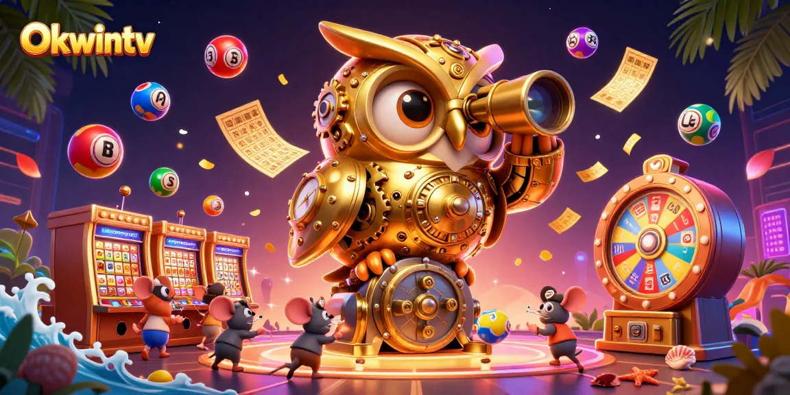 Join the thrill of betting at Okwintv with dynamic lottery balls and engaging casino elements.