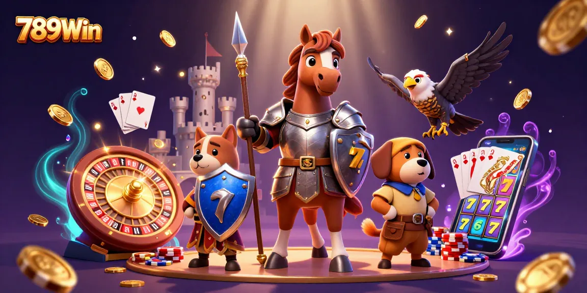 Engage with 789Win's thrilling casino experience featuring knights and treasures in a vibrant 3D illustration.